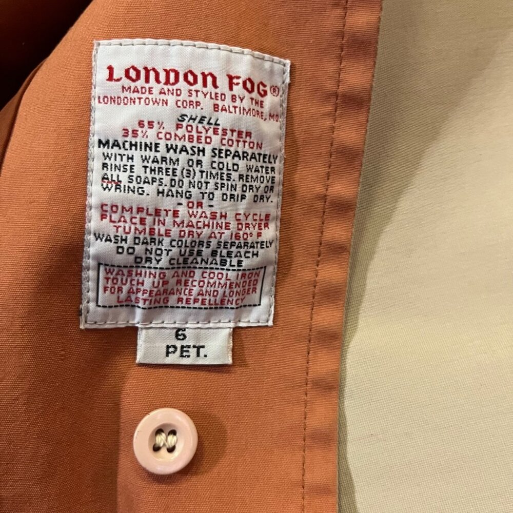 Vintage London Fog Trench Coat Womens 6P Petites Used Khaki Lined *No Belt - Picture 6 of 14